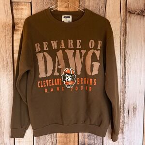 Nutmeg Mills Cleveland Browns Dawg Pound 90s Vintage NFL Sweatshirt Brown Medium